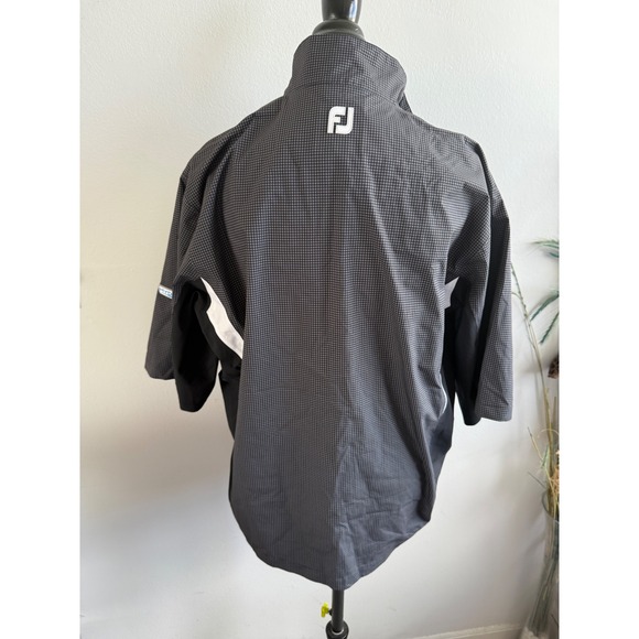 FootJoy Dryjoys Hydrolite Men's Golf 1/2 Zip Pullover Gray Houndstooth Short Sle - Picture 1 of 10